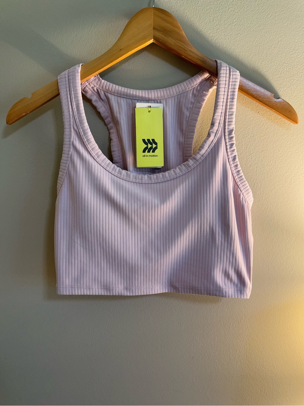 NWT Light Pink Women's Light Support Rib Racerback Longline Sports Bra - Picture 2 of 12